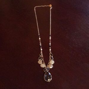 Gold and beige and quartz necklace